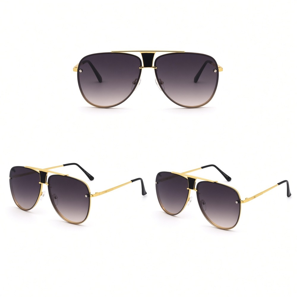 Mens Navigator Sunglasses Gold Metal Frame Gradient Smoke Lens Lentes Gafas 2026 - Picture 4 of 5